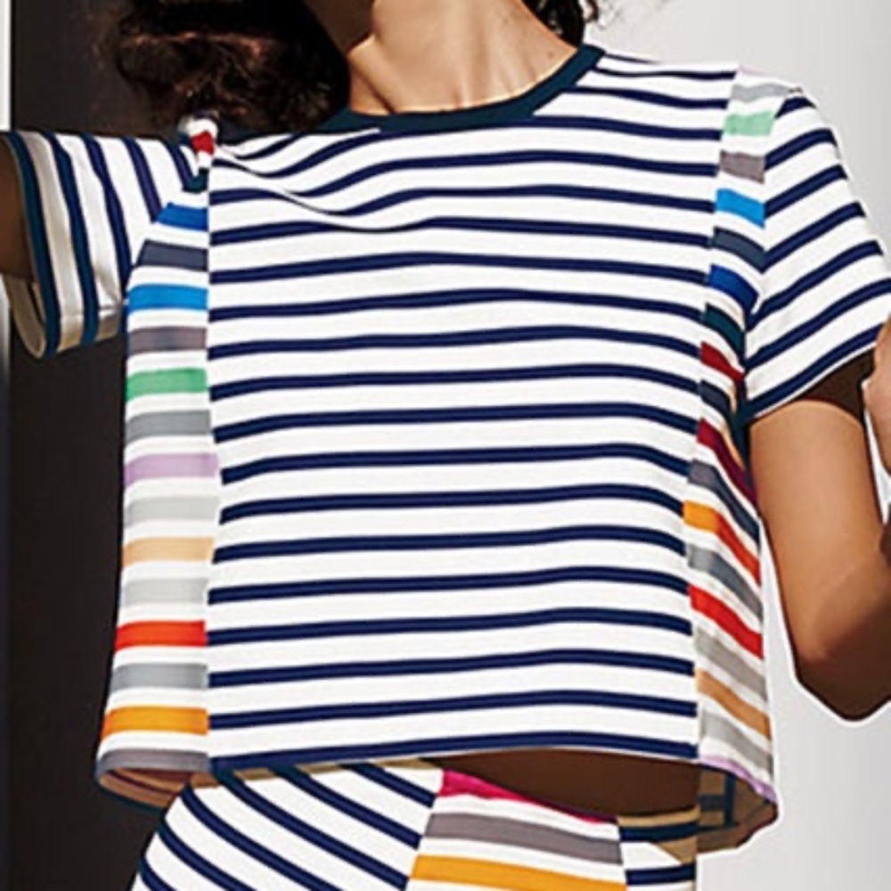 Tanya Taylor Striped Short-Sleeve Top – Size 2